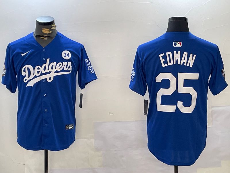 Men Los Angeles Dodgers #25 Edman Blue Game 2024 Nike MLB Jersey style 1121